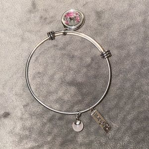 Silver tone bangle MOM bracelet